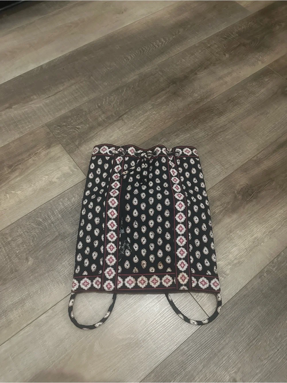 Vera Bradley Black Patterned Drawstring Backpack